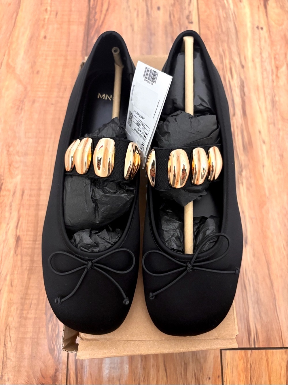 NIB MANGO Ballerina With Metallic Applique Straps - Picture 5 of 11